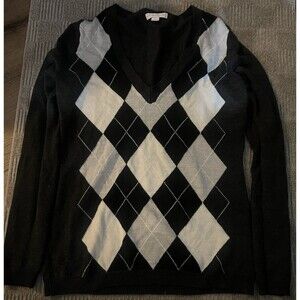 New York & Co. Sweater Size S Women’s Sweater Argyle Diamond Black White Grey